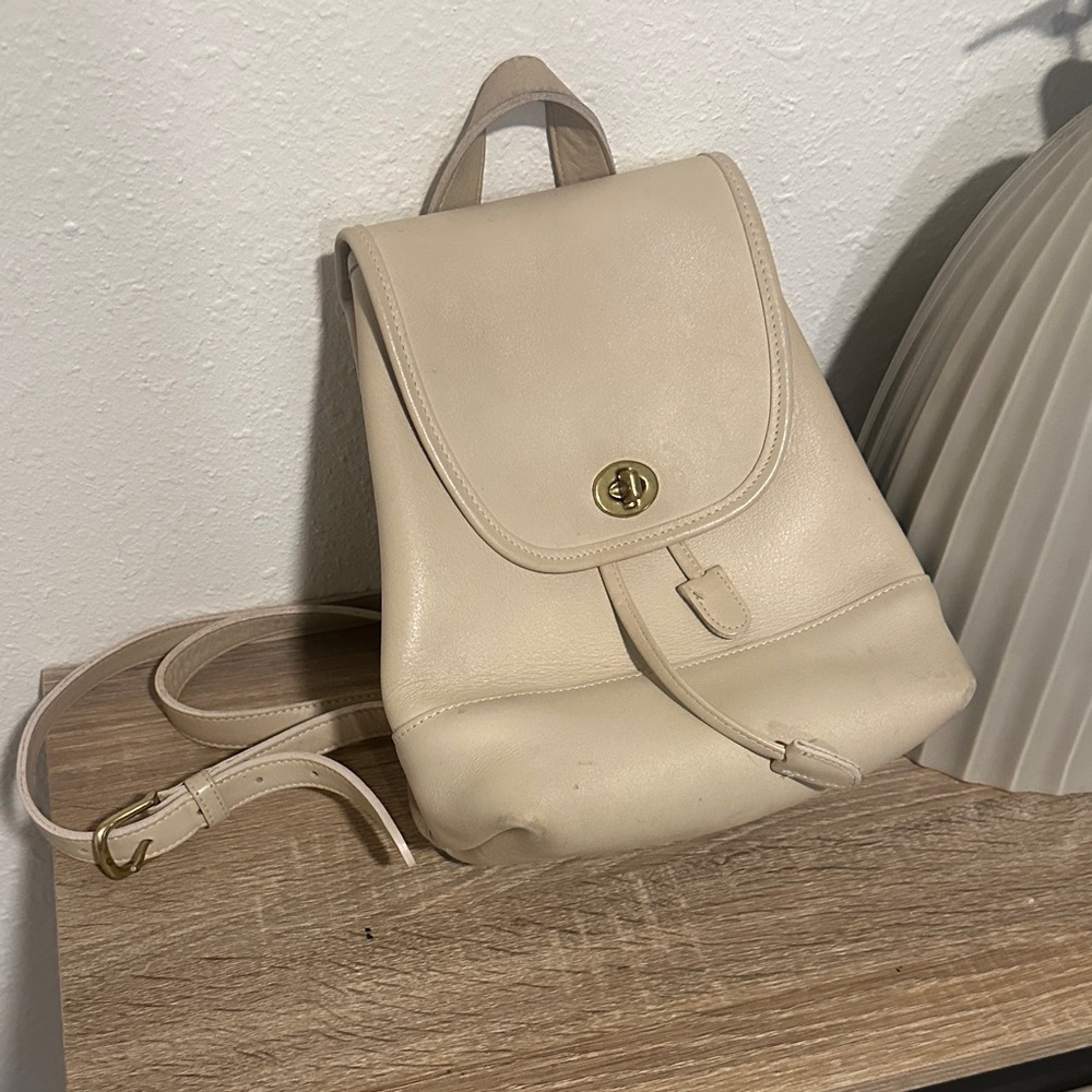 Vintage Coach Leather Cream Backpack